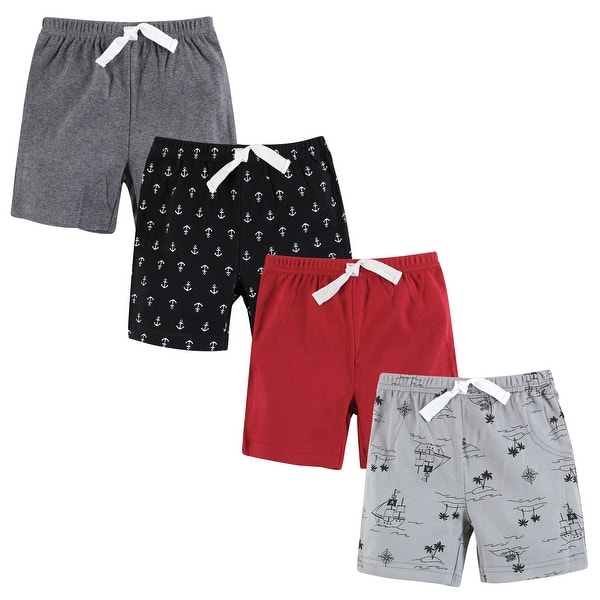 slide 1 of 1, Hudson Baby Boy Shorts Bottoms 4-Pack, Pirate 0-3 Months - Pirate