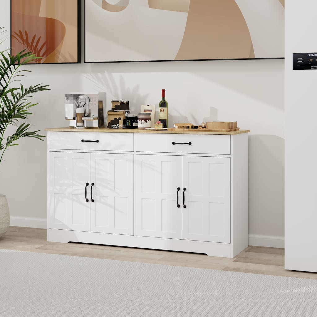 Buffet Cabinet for Kitchen, Dining Room, or Coffee Bar with Adjustable Shelves and Ample Storage