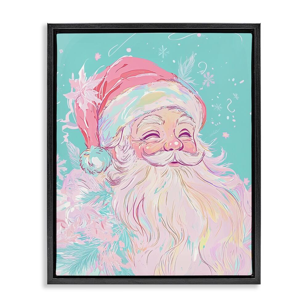 Stupell Pastel Jolly Santa Claus Framed Floater Canvas Wall Art Design By Arlington Prints