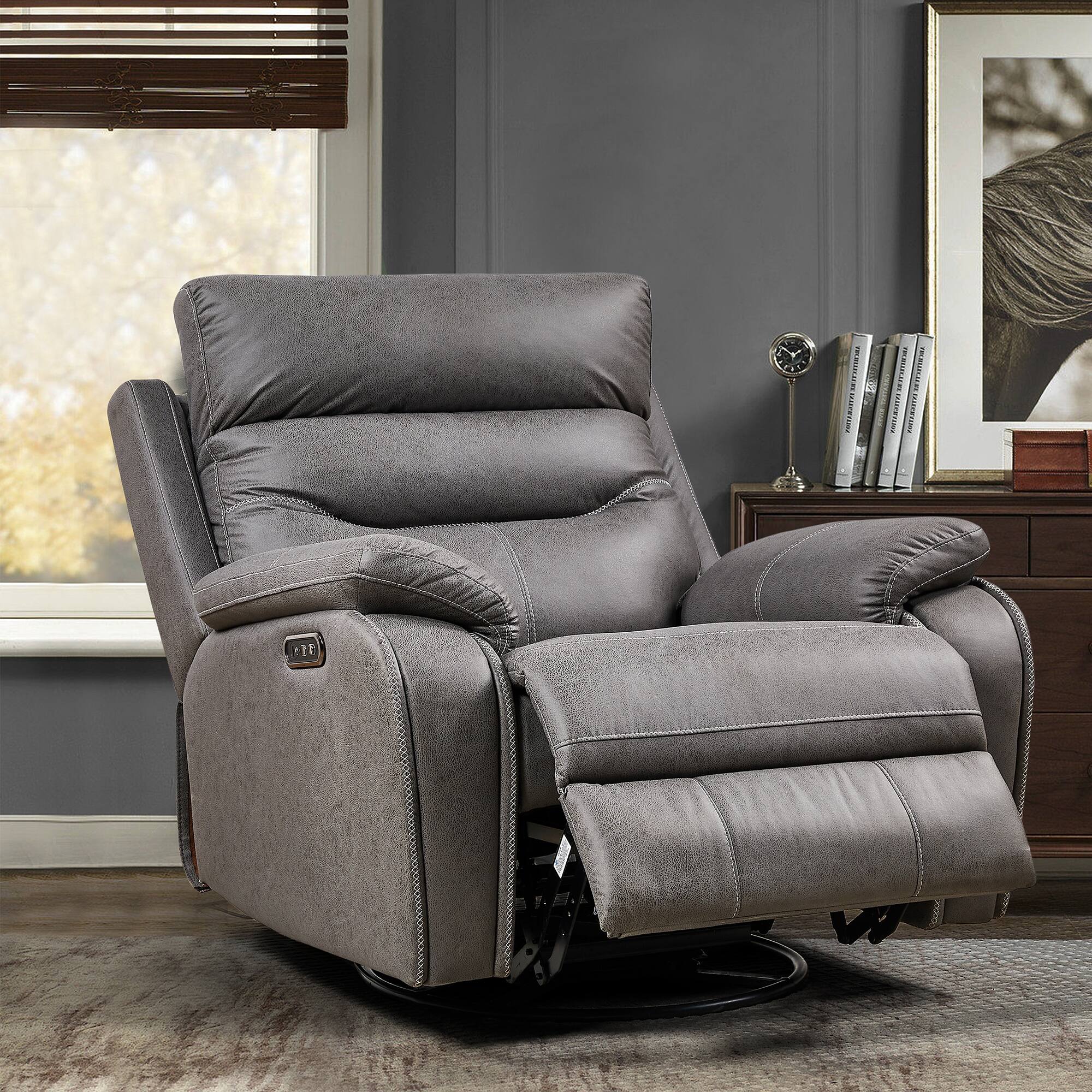 Dual OKIN Rocking and 240 Degree Swivel Recliner,Head Rest with Power