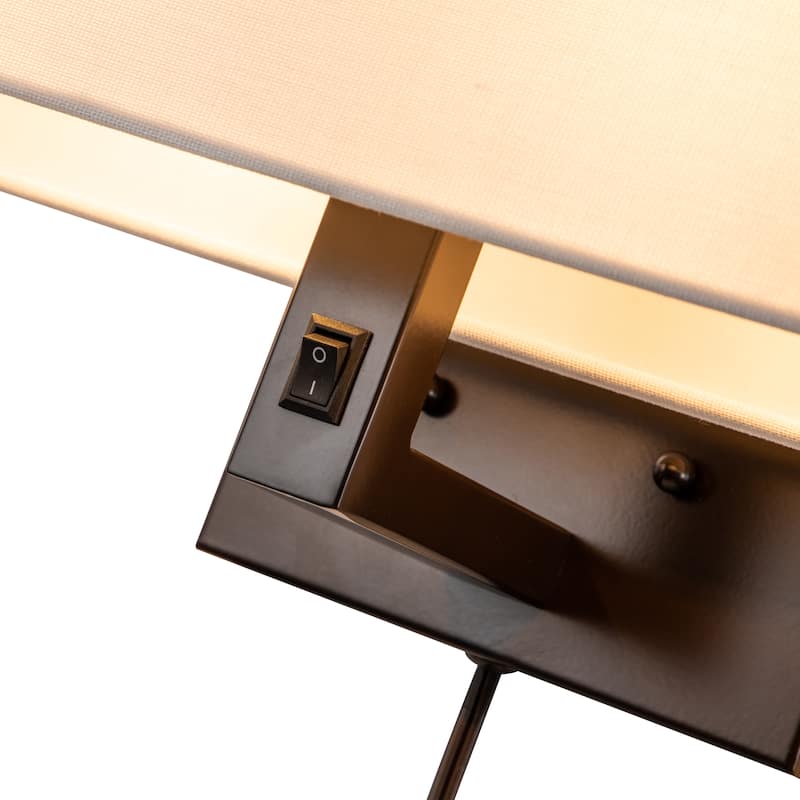 2-Light Oil-rubbed Bronze Finish Wall Sconce with Linen Shade - ORB