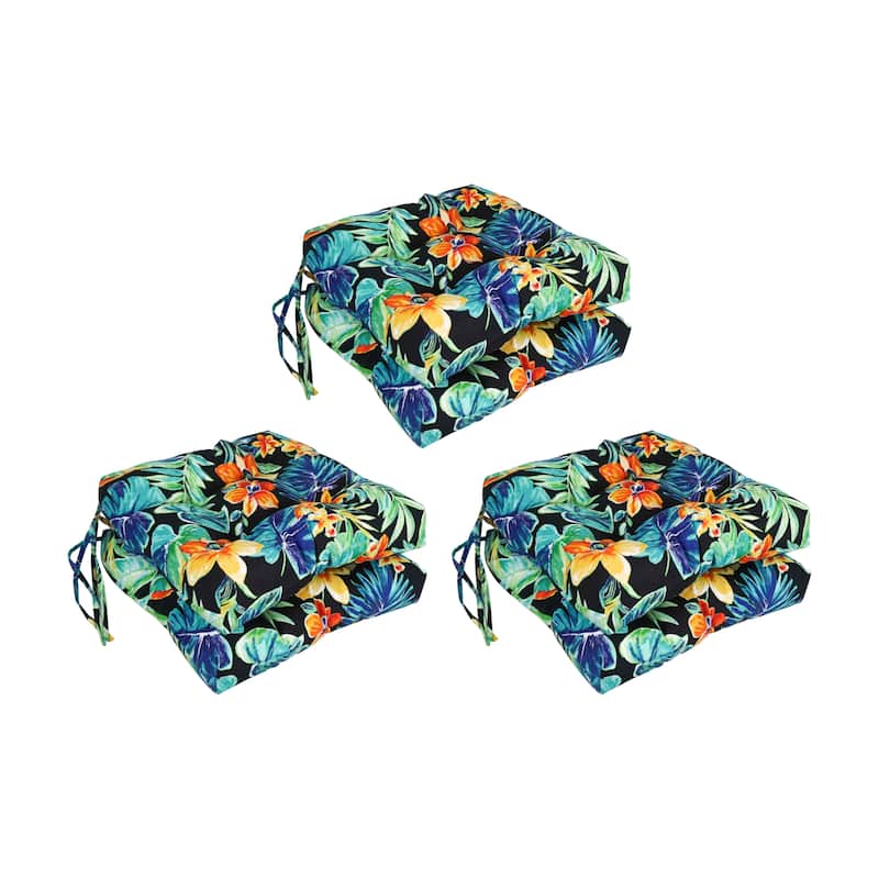 16-inch Square Tufted Indoor/Outdoor Chair Cushions (Set of 6) - Beachcrest Caviar