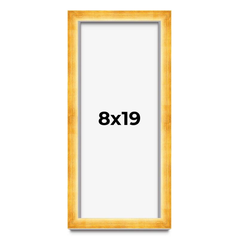 8x19 Shadow Box Frame Gold | 1.625 Inches Deep Real Wood Traditional