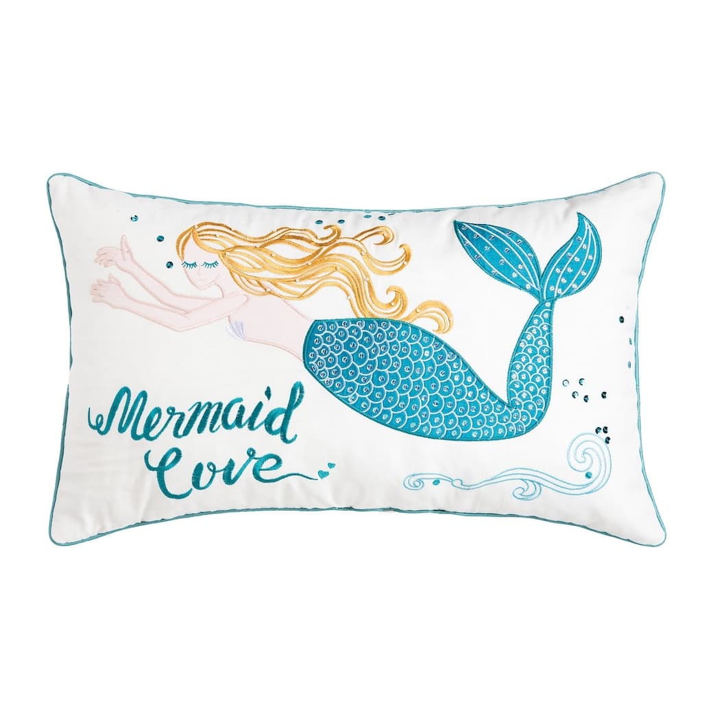 14" x 24" Mermaid Love Embroidered Throw Pillow