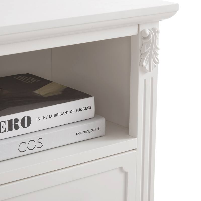 Open Space And 2 Drawers Dresser Nightstand With Charging Station, Farmhouse End Table With Usb Ports And Outlets