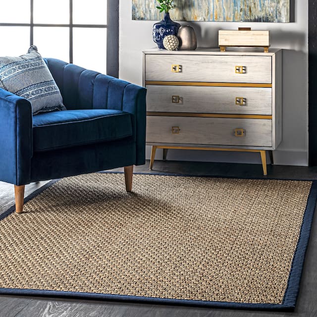 nuLOOM Hesse Checker Weave Seagrass Area Rug - 8' x 10' - Navy