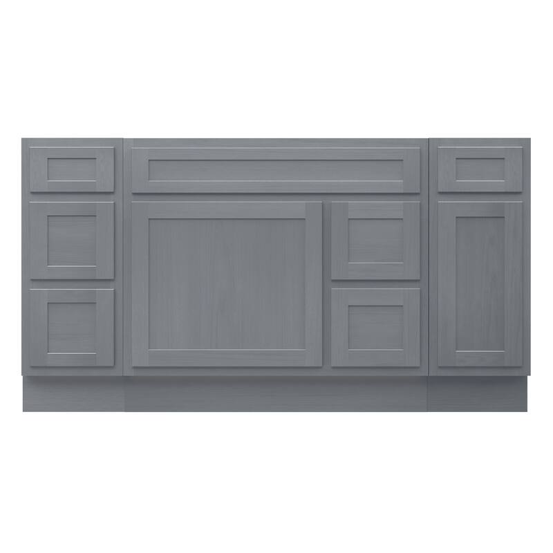 Vanity Art 60" Oak Freestanding Bathroom Vanity Cabinet without Top - Silver