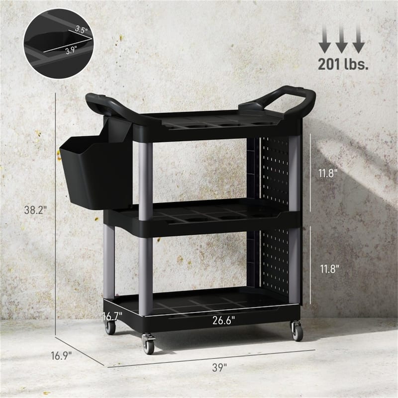 Adjustable Workshop Stool with Lumbar Support, Locking Wheels and Metal Tray and Bottle Holders