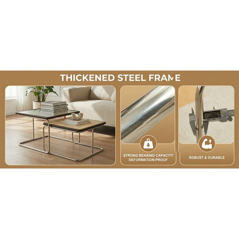 Modern Versatile Indoor/Outdoor Coffee Table with Solid Wood Frame