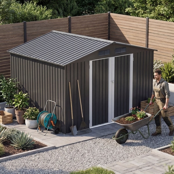 Moasis 10ft x 8ft Spacious Metal Outdoor Storage Shed, Lockable