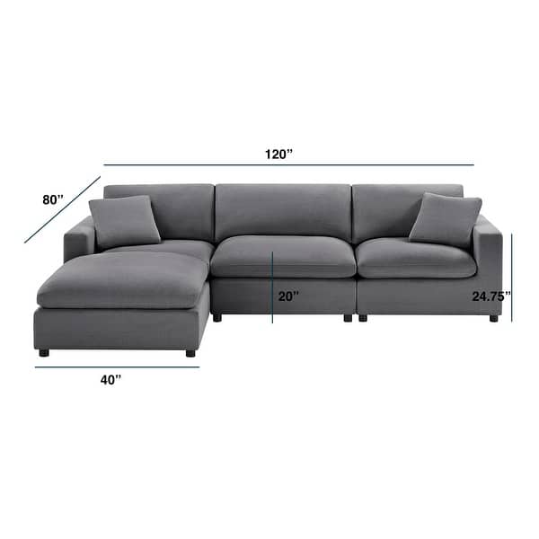 dimension image slide 1 of 5, Cambrai Modular 4-Piece XL Chofa Sectional