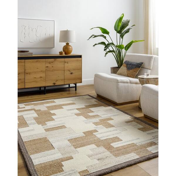 slide 2 of 7, Livabliss La Puna Modern Geometric Area Rug Tan/Beige - 2' x 3'