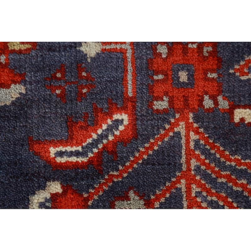Hand Knotted Oriental 100% Wool Carpet Transitional All-Over Navy Blue & Blues Oushak Area Rug - 9' 11'' X 7' 9''