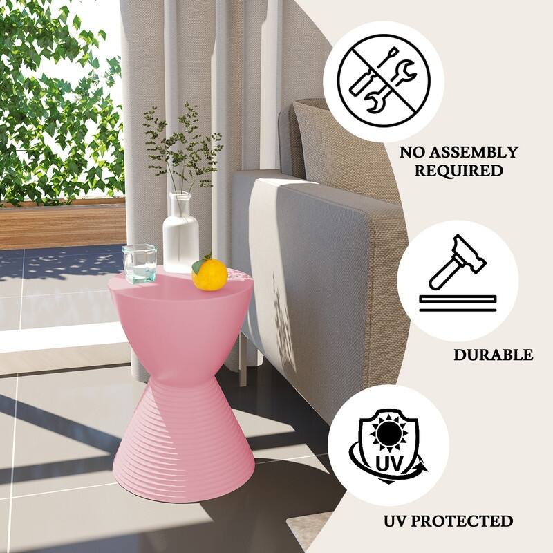 Boyd Round Side Table with Ribbed Design Base - Accent Hourglass End Table with Removable Lid for Living Room & Bedroom
