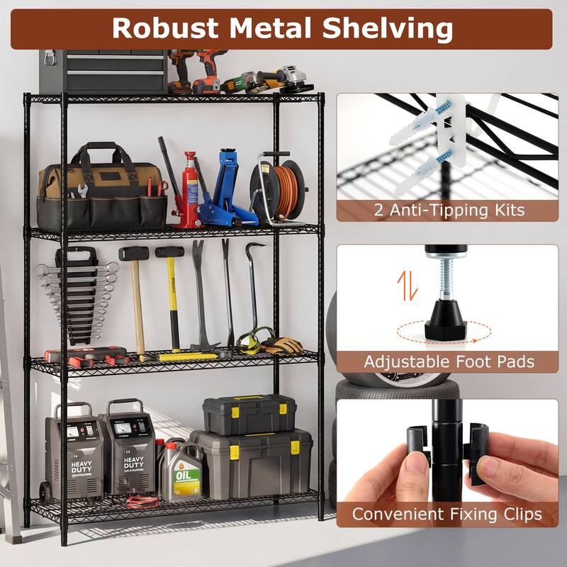 Gymax 4-Tier Metal Storage Shelving Unit Heavy-Duty Adjustable Utility