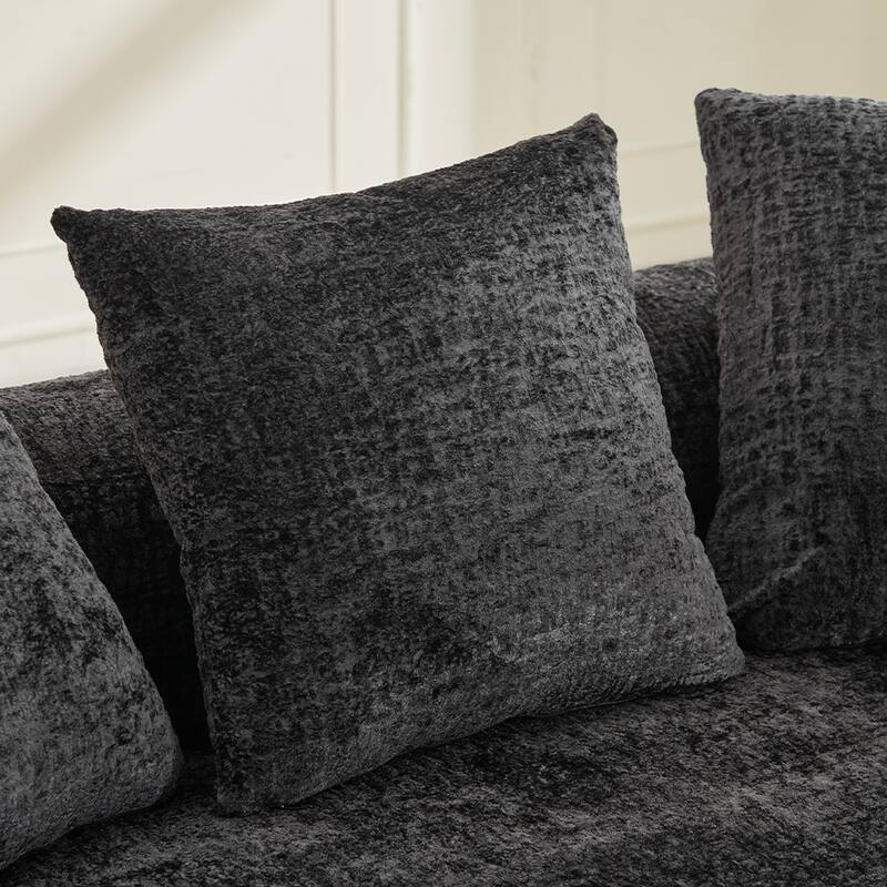 63.2" Modern Small Loveseat Sofa, Chenille Boneless Couch, Deep Seat Sofa with 3 Pillows