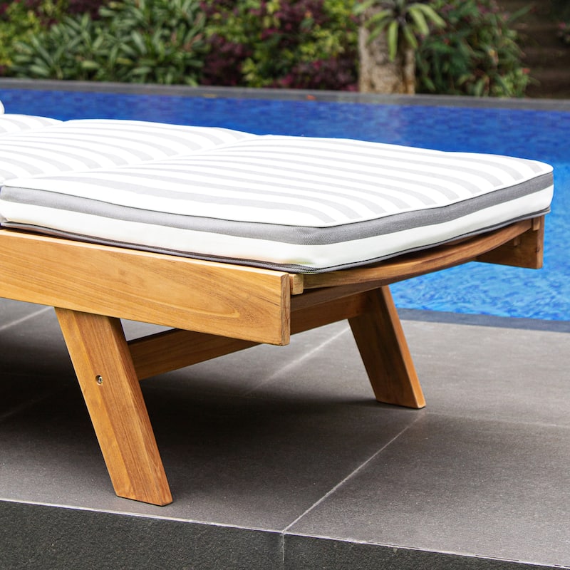 Cambridge Casual Leon Teak Outdoor Chaise Lounge Chair with Cushion