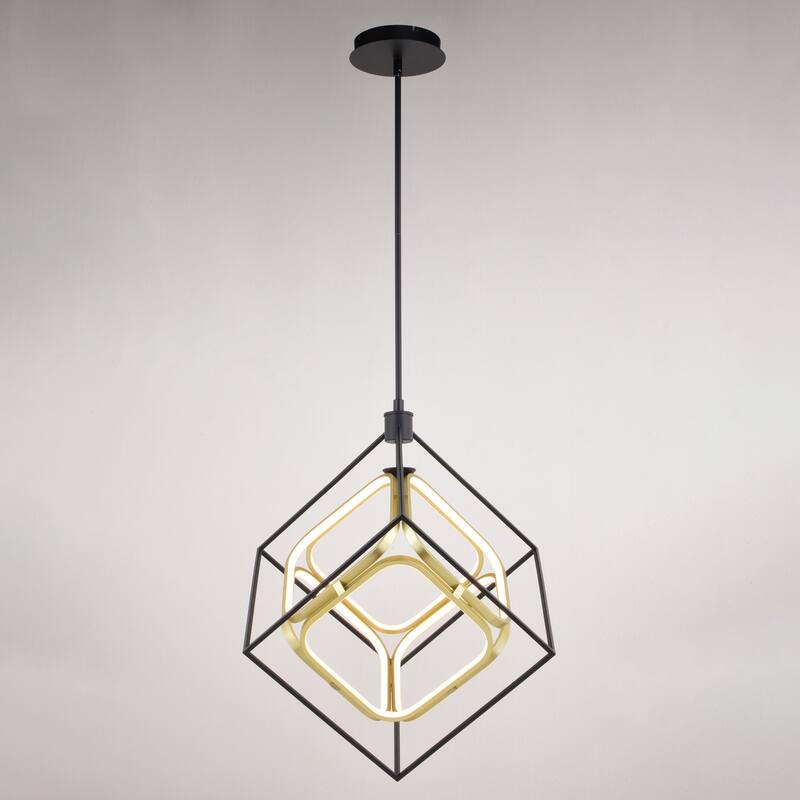 Anson 1L Integrated LED Geometric Matte Black and Gold Contemporary Pendant Light - 23.5-in W x 26-in H x 20.25-in D
