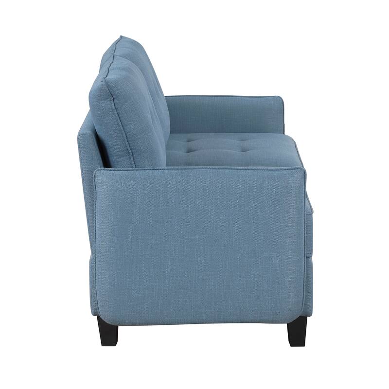 Dorian 60" Textured 2-Seater Loveseat - Hidden Storage, Button-Tufted
