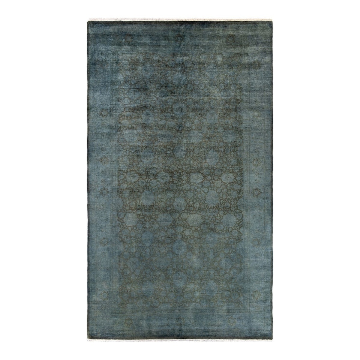 Overton Hand Knotted Wool Vintage Inspired Modern Contemporary Overdyed Brown Area Rug - 8' 1" x 14' 2"