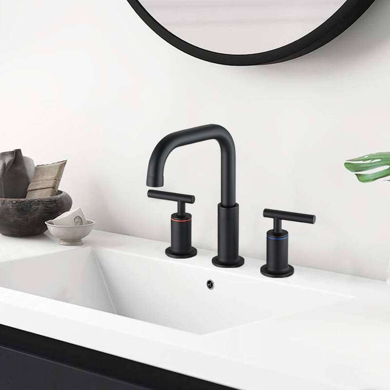 3 Holes Bathroom Sink Faucet With Drain Assembly 8 Inch Widespread Bathroom Faucets 2 Handle Modern Lavatory Basin Vanity Taps