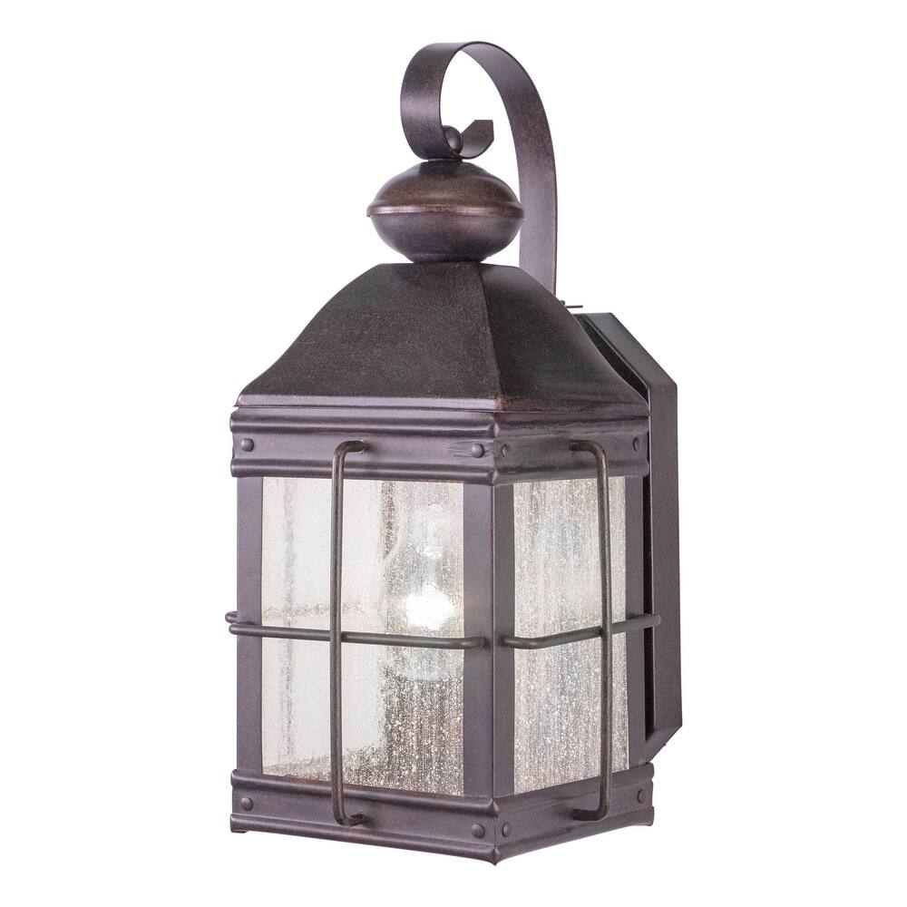VAXCEL Revere 14.5 in. H 1-Light Royal Bronze Traditional Outdoor Wall Sconce, Steel, Clear Seeded Glass Shade