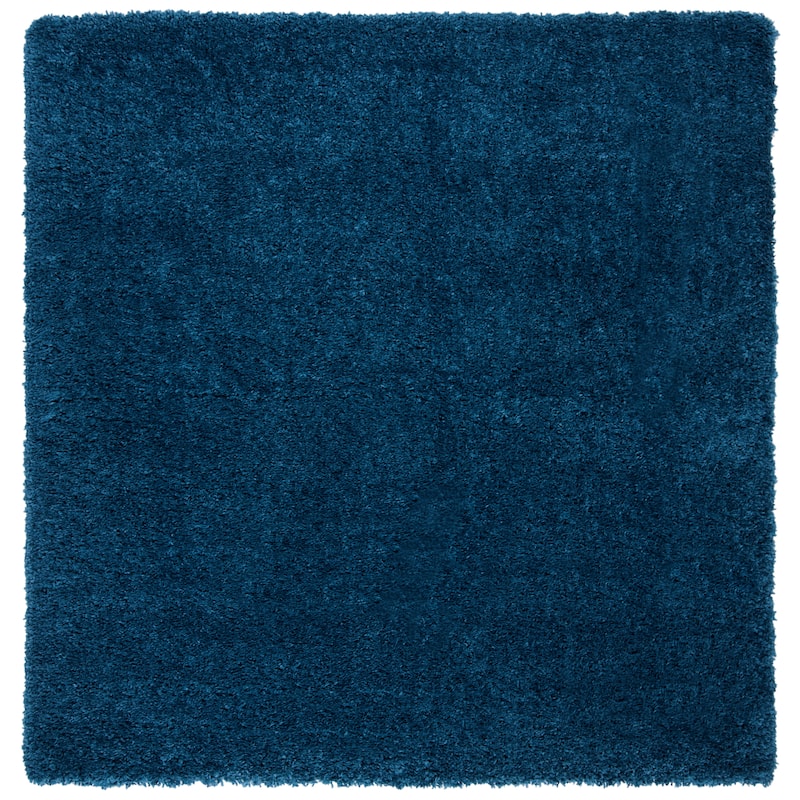 SAFAVIEH Fontana Shag Kimberlie Solid 2-inch Thick Rug - 6'7" Square - Blue - Square