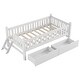 preview thumbnail 5 of 28, Bedroom Wood Twin Size Platform Bed with Both Sides Guardrail and 2 Storage Drawers, Kids Bed Frame with Slats Support