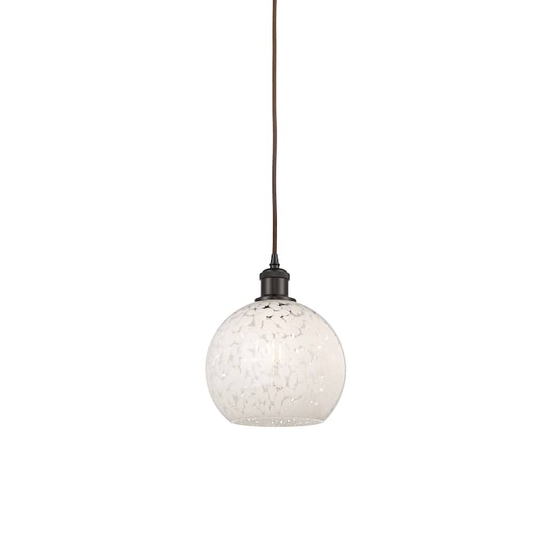 Innovations Lighting 516-1P-10-8 White Mouchette Pendant White - Oil Rubbed Bronze
