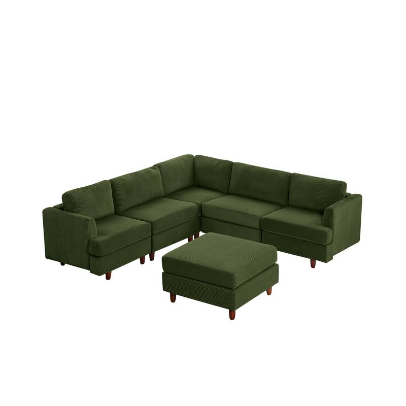 95.6" Corduroy Modular Sectional Sofa (6-Seater) with Sleeper Function