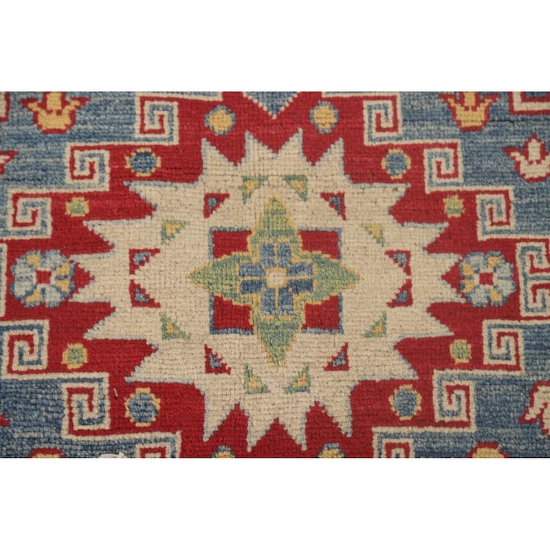 Geometric Kazak Area Rug Hand-Knotted Wool Carpet - 8'5"x 11'11"