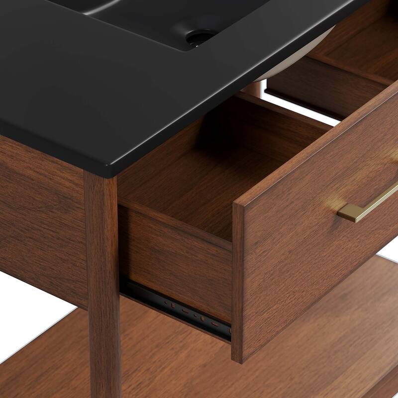 Zaire 18"/24"/30"/36"/48" Bathroom Vanity with Black Sink Top