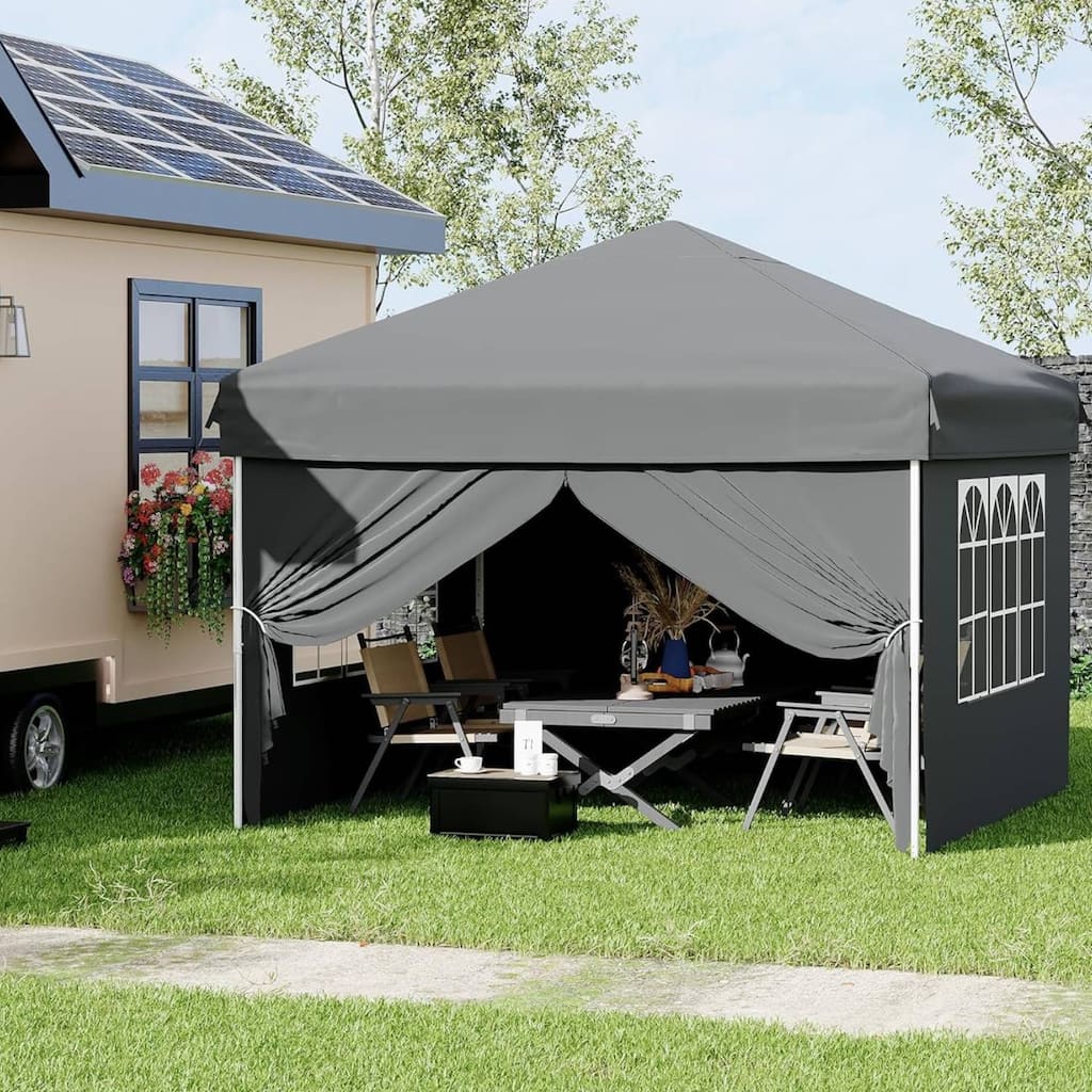 Instant Setup Portable Outdoor 10x10 Pop Up Canopy Tent with 4 Waterproof Sidewalls