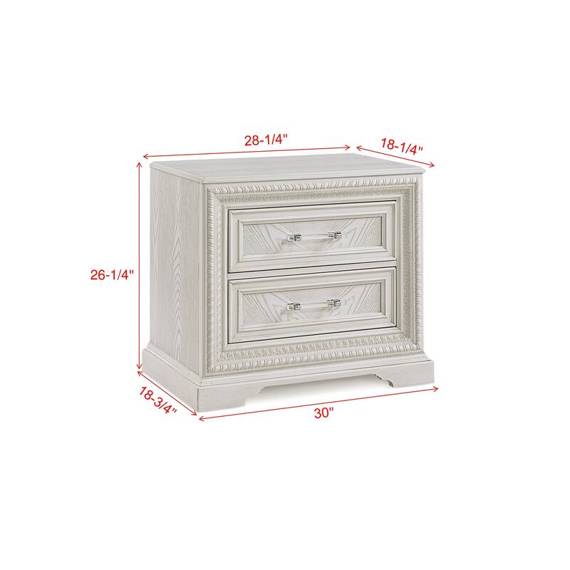 Beautiful Transitional Style 1pc 2-Drawer Nightstand Wooden Home Bedroom Furniture - Cream White