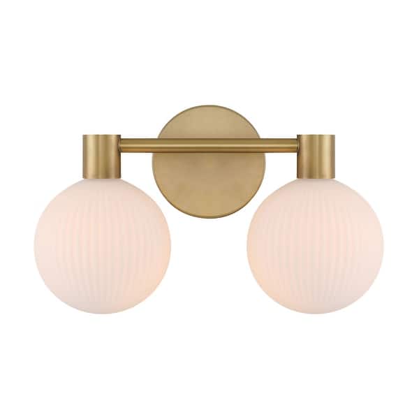 slide 2 of 5, Minka Lavery 2992 Fenton 2 Light 15" Wide Bathroom Vanity Light with Legacy Brass