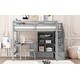 preview thumbnail 22 of 28, Full Size Loft Bed w/L-Shaped Desk,Drawers,Cabinet,Storage Staircase