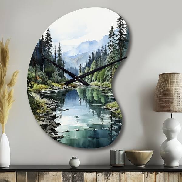 Green Blue Minimalism Forest Reflections - Minimalism Large Wall Clocks ...