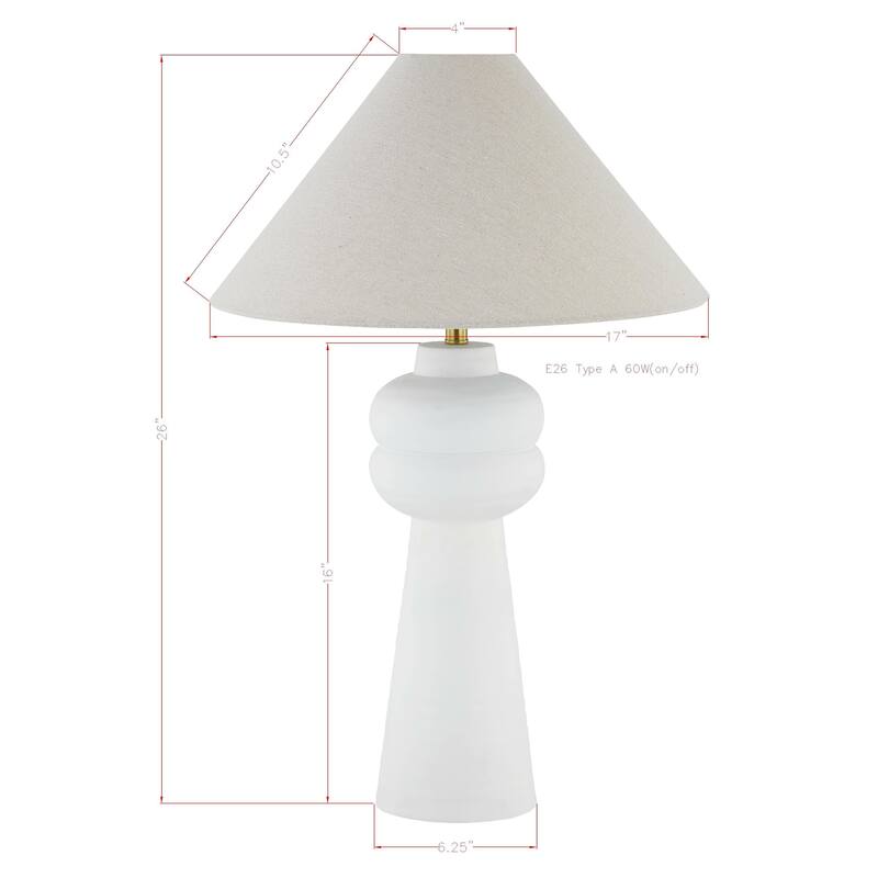 Mildred 25" Table Lamp with Linen Shade, White (Set of 2)
