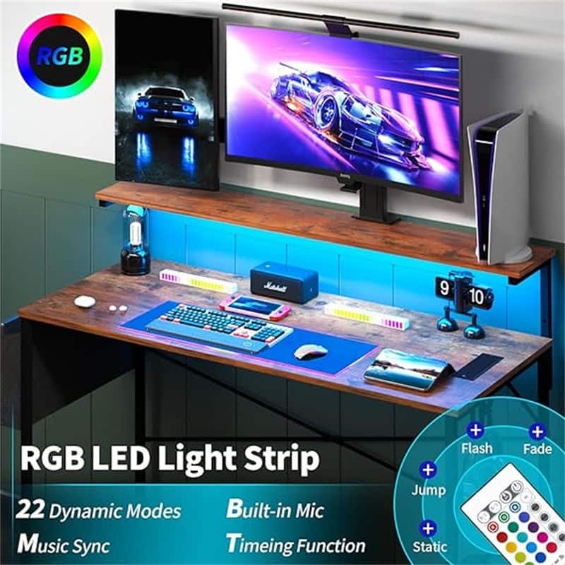 Computer Desk with Power Outlets Fast