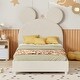 preview thumbnail 10 of 30, Velvet Upholstered Bear Ear Platform Bed, Eye-catching Design