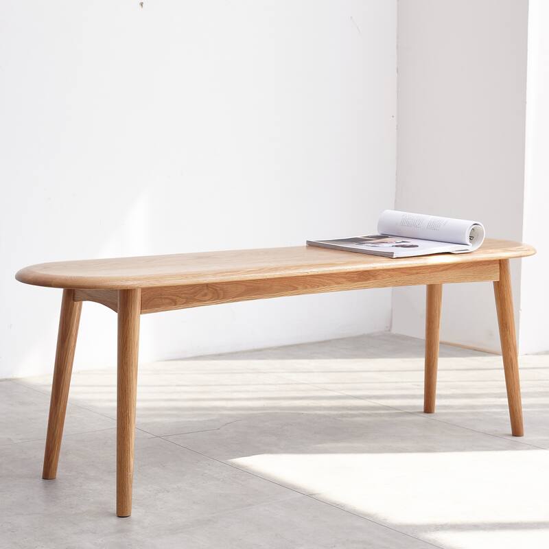 Natural Oak Wood Dining Bench - Overstock - 39005324
