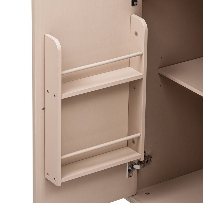 Kitchen Island with Drop Leaf, Coastal Kitchen Island on Wheels with Internal Storage Rack, Rolling Kitchen Cart