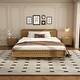 preview thumbnail 2 of 103, Rustic Pine Wood Bed Frame Low-Profile Platform Bed with Panel Headboard Solid Wood Slat Support and Extra Wide Thickened Legs Rustic Yellow - Queen