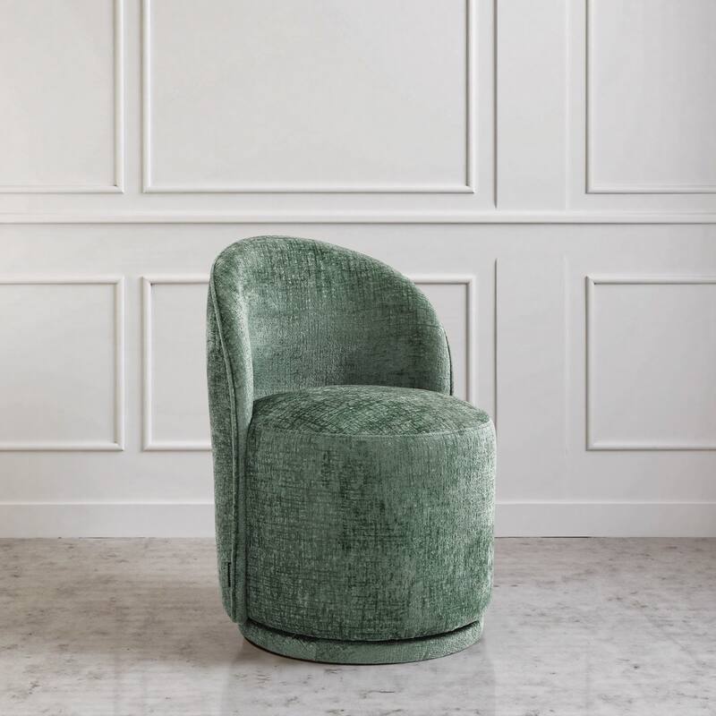 Modern Armless 360-Degree Swivel Dining Chair Barrel Chair - SINGLE - GREEN CHENILLE