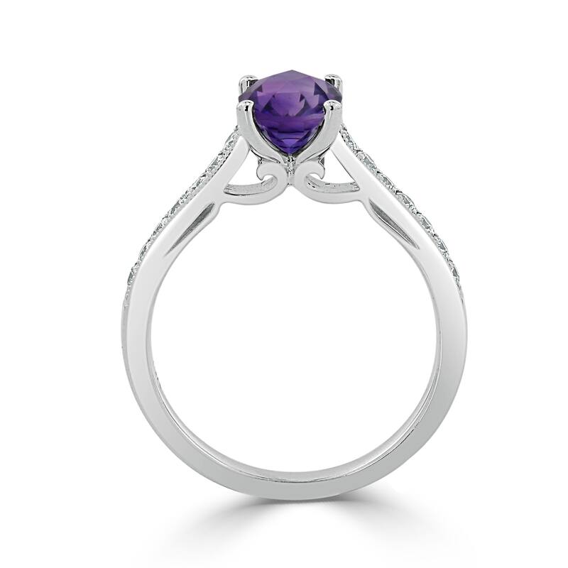 Auriya 3/4ct Fancy Oval Purple Amethyst and Diamond Engagement Ring 1/4ctw 14k Gold
