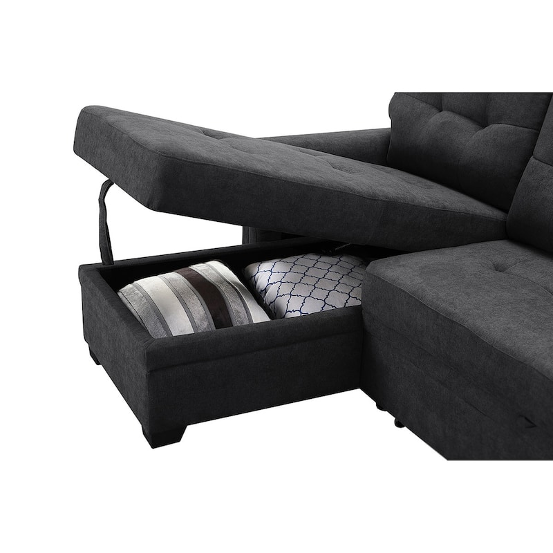 Reversible Sleeper Sectional Sofa with Storage Chaise, USB Charging Ports and Pocket