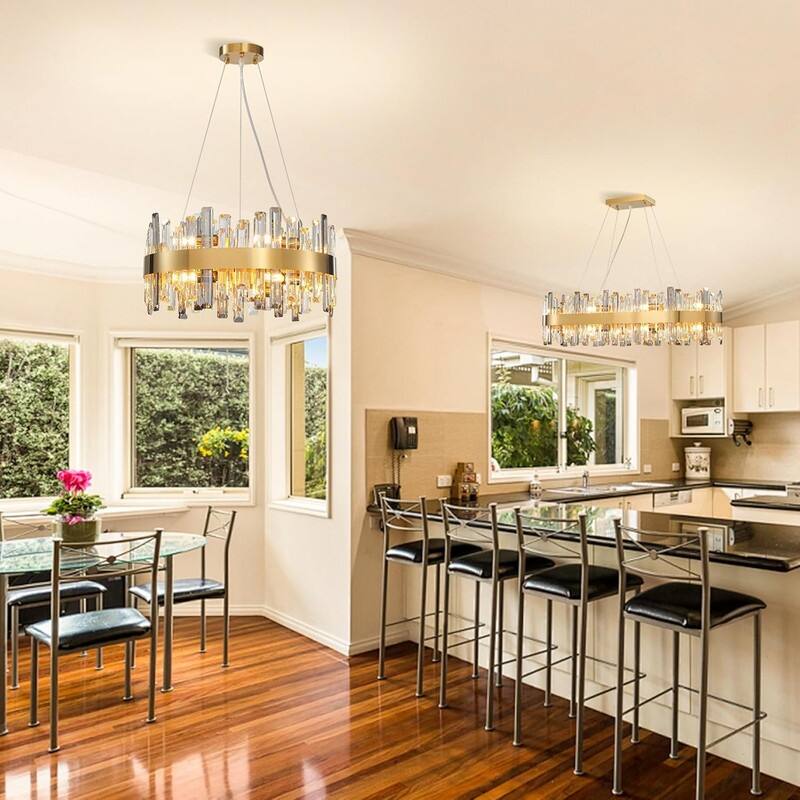 KAYLA 16-Light Gold Crystal Chandelier, Modern K9 Crystal