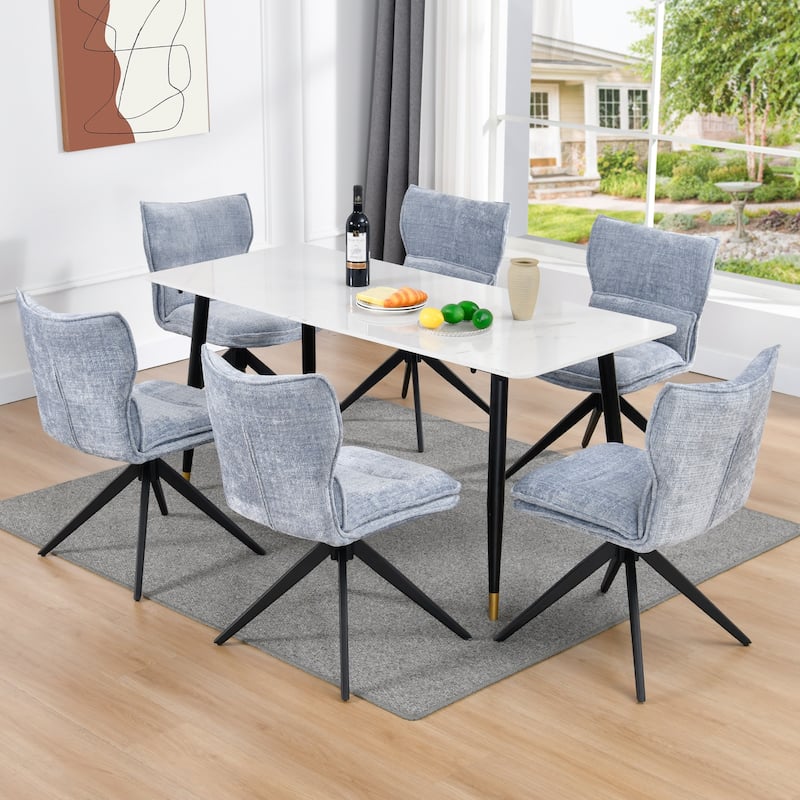 Modern Upholstered Swivel Dining Chairs Accent Side Chairs with Metal Legs