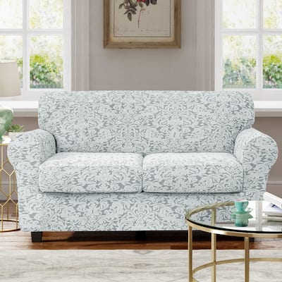 Subrtex Jacquard Damask Loveseat Slipcover Cover with 2 Separate Cushion Cover