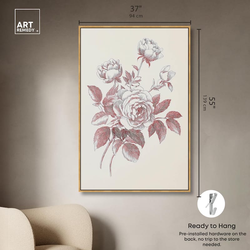 Breezy Red Pencil Blooms II Canvas by Art Remedy
